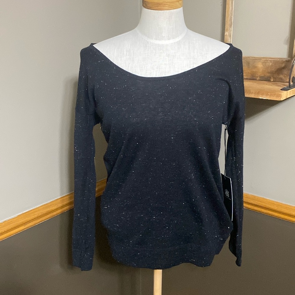 Rock & republic black shimmery long sleeve top size Small